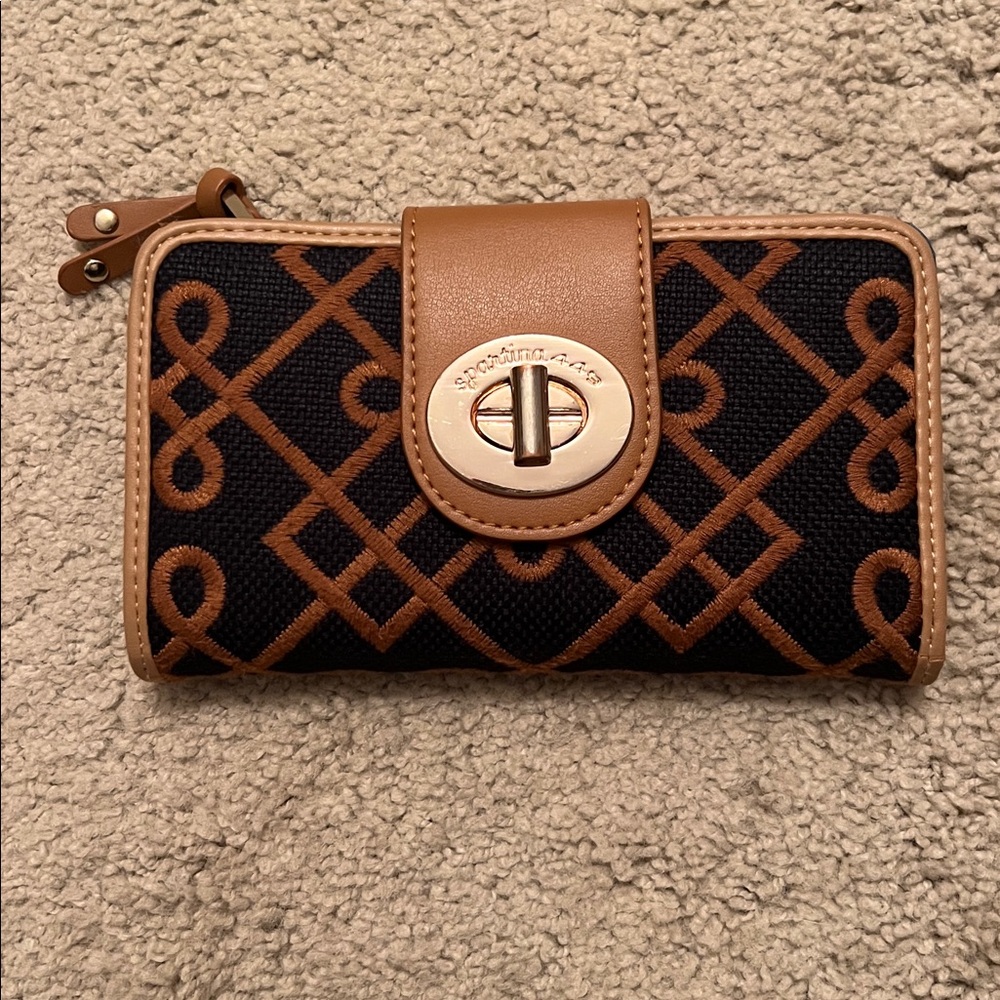 Spartina 449 Blue Wallet with Camel Trim